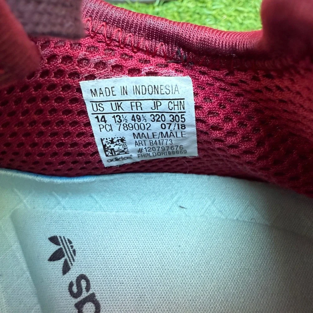 Adidas Deerupt Runner Men Burgundy Mesh Athletic Lace Up Sneakers‎ Size 14